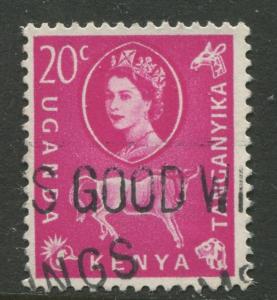 Kenya & Uganda - Scott 123 - QEII Definitive -1960 - Used - Single 20c Stamp