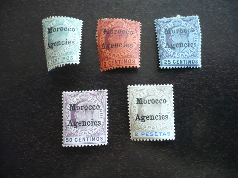 Stamps-British Offices in Morocco-Scott#20-25-Mint Hinged Part Set of 5 Stamps