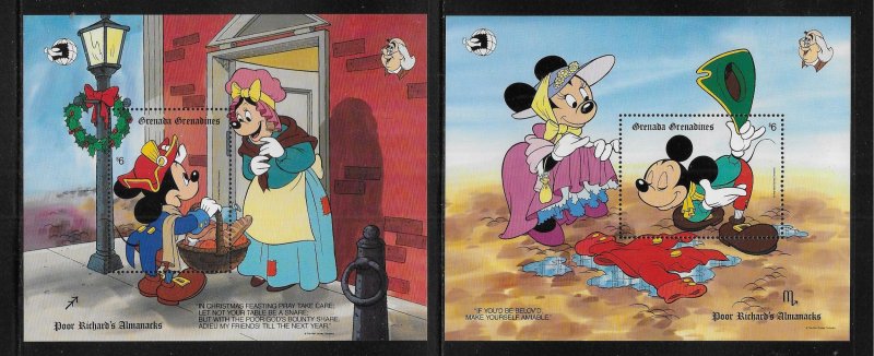 Grenada Grenadines 1108-1109 Disney World Stamp Expo '89 s.s. MNH c.v. $15.00