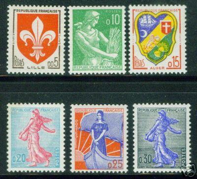 FRANCE Scott 938-42A MH* 1960-1 Regular Issue  CV 12$