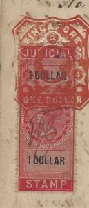 MALAYA STRAITS SETTLEMENTS (P1109B) QV JUDICIAL RED REVENUE,$1.00 ON 1891 PART D