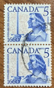 Canada #390 VF used vertical pair, double-ring CDS.