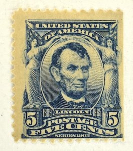 US STAMP SCOTT #304 5C ABE LINCOLN MNH OG, 1903