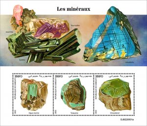 DJIBUTI - 2022 - Minerals - Perf 3v Sheet - Mint Never Hinged