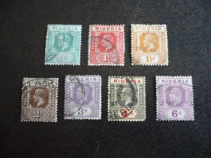 Stamps - Nigeria - Scott# 18-20,23,25,27,28 - Used Part Set of 7 Stamps