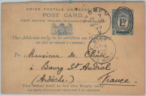 74789 - POSTAL HISTORY - AUSTRALIA New South Wales  - STATIONERY CARD 1893