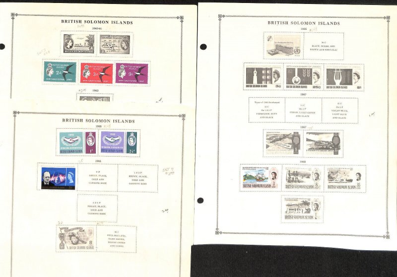 Solomon Islands Stamp Collection on 22 Scott International Pages, 1946-1976