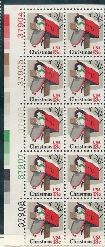 US# 1730 $.13 Christmas  Plate Block of 10 (MNH) CV$3.25