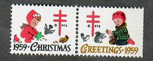 Christmas Seals from 1959 MNH Attached Pair