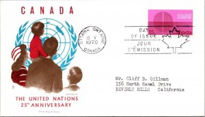 Canada 1970 FDC - The UN 25th Anniversary - Ottawa, Ont - J3981