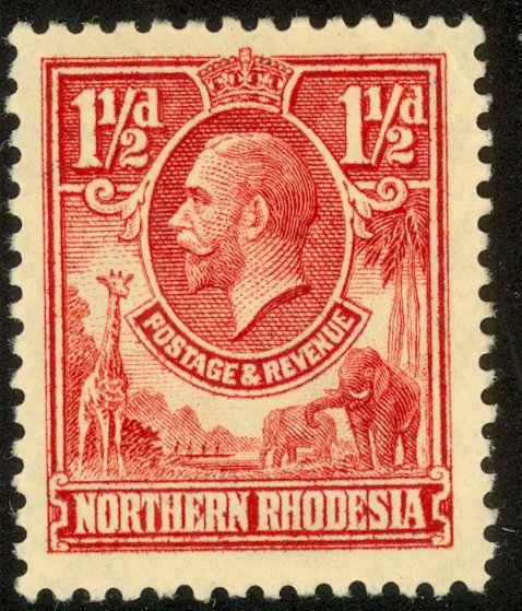 NORTHERN RHODESIA 1925-29 KGV 1 1/2d Elephant & Giraffe Sc 3 MH