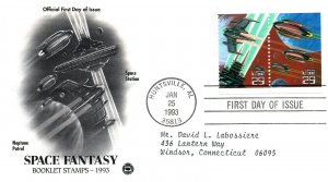 US FIRST DAY COVERS SPACE FANTASY BOOKLET STAMPS: PAIR ON CACHET + BONUS SINGLES