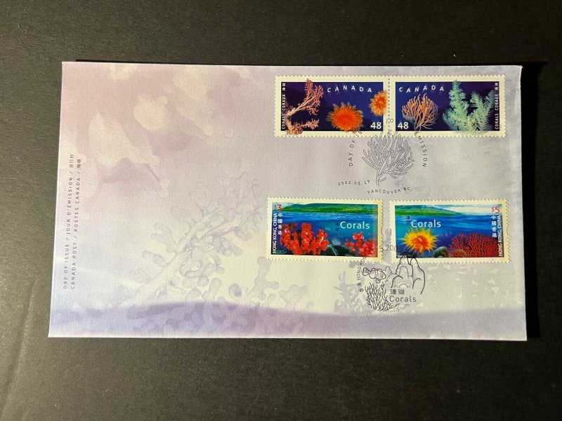 2002 Hong Kong First Day Cover FDC Stamp Sheetlet HK Coral Stamp Set