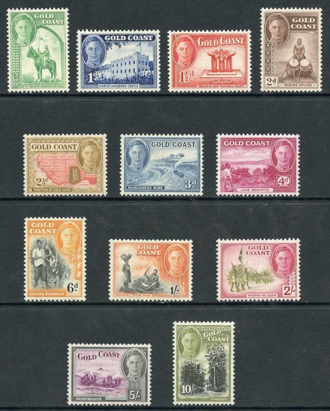 Gold Coast SG135/46 1948 KGVI Set of 13 Wmk Mult Script CA Mixture U/M and M/M 