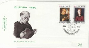Belgium F.D.C stamps cover 1980 St. Benoit De Nurcia ref R 16257