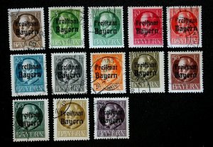 German States-Bavaria #193-205 Used Lot of 13 Overprint c