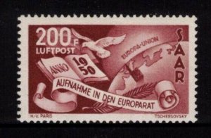 SAAR 1950 Council of Europe Airmail; Scott C12, Michel 298; MNH