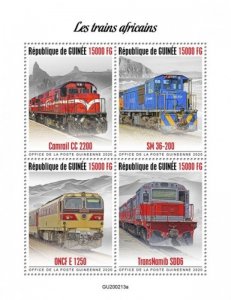 Guinea - 2020 African Trains - 4 Stamp Sheet - GU200213a