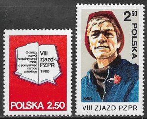 POLAND 1980 Polish Workers' Party Set Sc 2378-2379 MNH