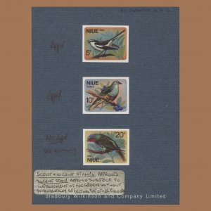 Niue 1971 Birds imperf proofs on presentation card ✔️