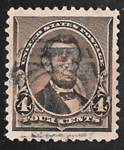 222 4 cent Fancy Cancel Lincoln, Stamp used EGRADED XF 91 XXF