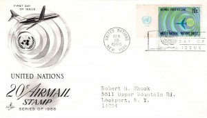 United Nations 1968 FDC Sc C13 Artcraft Cachet UN First Day Cover Air Mail