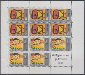 NETHERLANDS Sc # B404a CPL MINI SHEET of 12 + LABEL for CHILD WELFARE