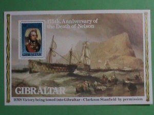 GIBRALTAR STAMP: 1980-  175TH ANNIV: OF NELSON-STAMP S/S MINT SHEET   VERY RARE