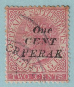 MALAYA - PERAK 19  USED - NO FAULTS VERY FINE! -DOUBLE SURCHARGE VARIETY!  UOV