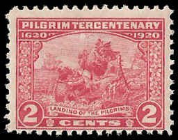 PCBstamps   US # 549 2c Pilgrim Tercentenary, carmine rose, MNH, (3)