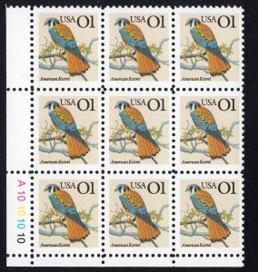 Scott #2476 American Kestrel Plate Block of 9 Stamps - MNH