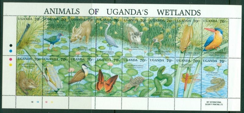 Uganda 1991 Fauna of Uganda's Wetlands MS (Folded)