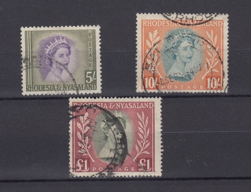 Rhodesia & Nyasaland QEII 1954 5/- 10/- £1 SG13/14/15 VFU BP2216 