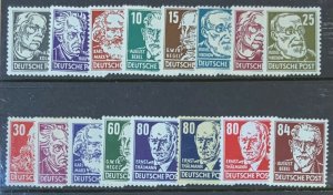 GERMANY (EAST) 1952 FAMOUS MEN SET SGE82/E96 MOUNTED MINT