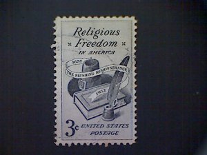 United States, Scott #1099, used(o), 1957, Flushing Remonstrance, 3¢