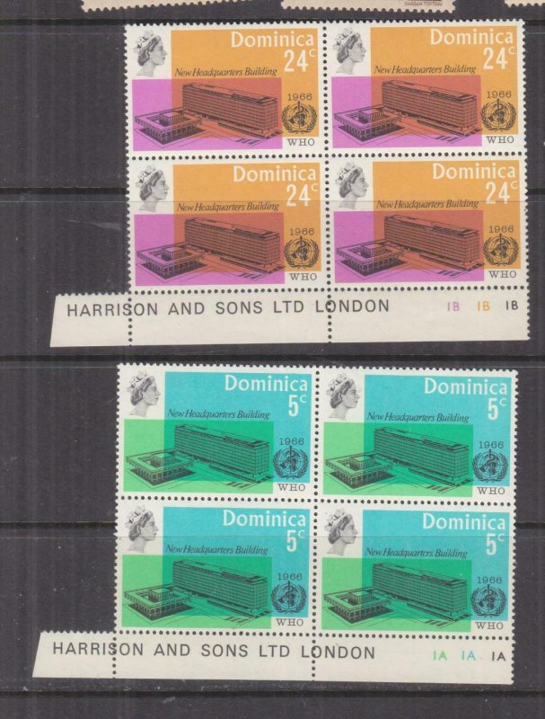 DOMINICA, 1966 WHO pair, Pl. #, Imprint blocks 4, mnh./lhm.