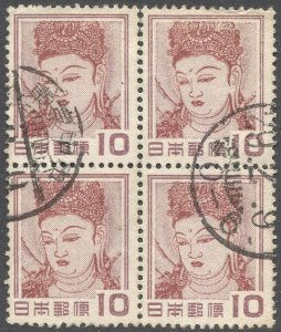 JAPAN  1953 Sc 580  Used block 10y Goddess Kannon, Sakura 358