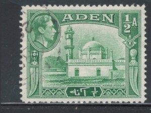 Aden 1942 King George VI & Aidrus Mosque 1/2a Scott # 16 Used