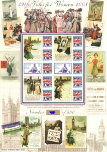BC-168 History of Britain 23 2008 Votes for women no.135 sheet U/M