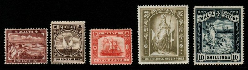 MALTA SG31/5 1899-901 DEFINITIVE SET MTD MINT 