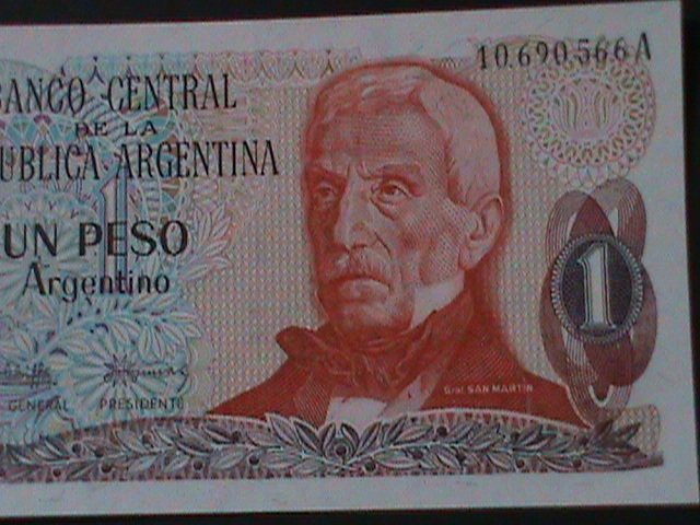 ​ARGENTINA-1973 CENTRAL BANK-$1 PESO-UN-CIRCULATED-VERY FINE-51 YEARS OLD