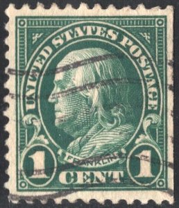 SC#552 1¢ Franklin Booklet Single (1923) Used