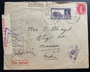 1941 India Field Post Office In Baqush Egypt Censored Cover To Missourie