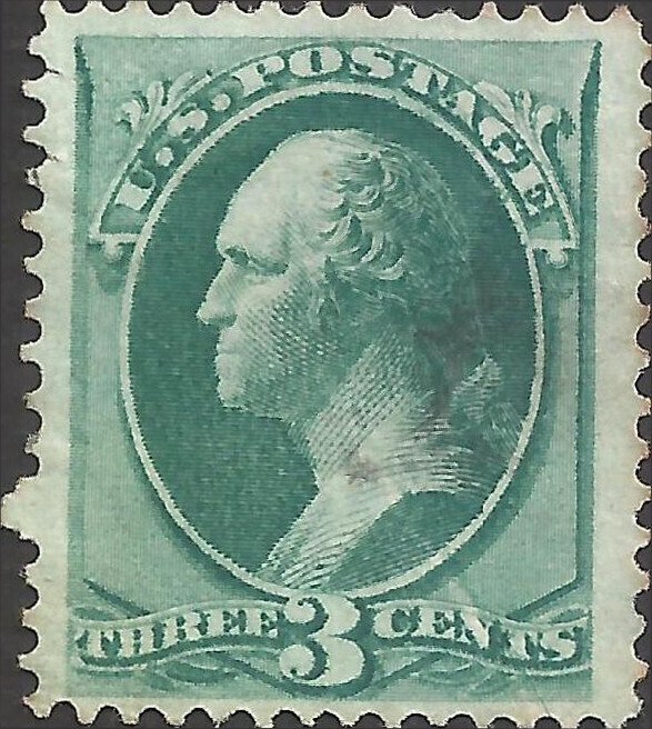 # 184 Olive Green Unknown Ink Minor Fault Used George Washington