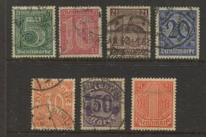 Germany -Scott OL9-OL15 -Local Offials -1920 -FU/MH - Wmk 125 - Set of 7  Stamp