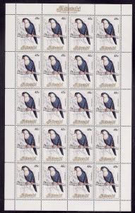 Aitutaki-Sc#331-unused NH sheet of twenty 48c Blue Lorikeet-