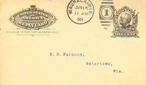 United States Wisconsin Waupaca 1909 numeral duplex  Postal Card  Crease at t...