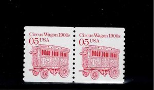 US Scott #2452, Pair 1990 Circus Wagon 5c VF MNH
