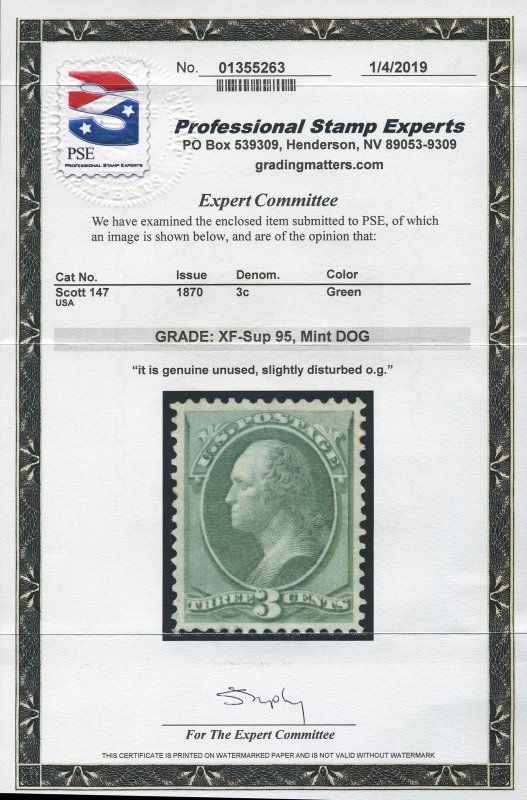 US# 147 - Highest graded mint 147 known!