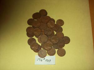 1 Roll Wheat Pennies-1916-to- 1953